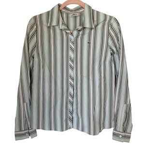 Lacoste Women's Button-up Shirt, Size 42, Multi-colour Striped Shirt